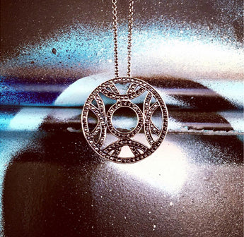 Blackened 18k Gold Crossings Pendant Black Diamonds