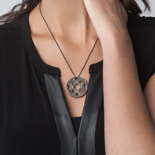 Blackened 18k White Gold Black Diamond Pendant Crossings - Mander Jewelry