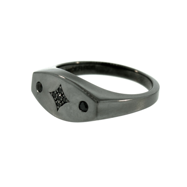 Blackened 14k White Gold Diamond Black Diamond Galaxy Ring - Mander Jewelry