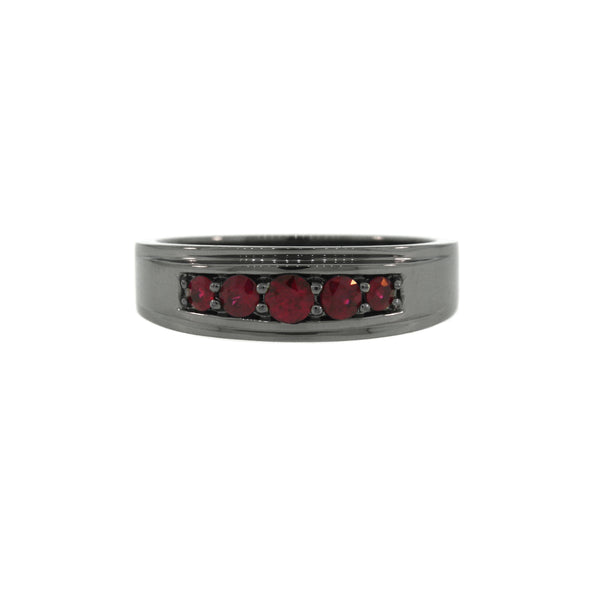 Blackened Silver Graduado Ring Ruby - Mander Jewelry