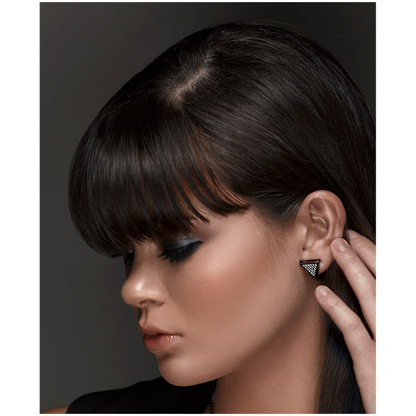 Blackened 18k White Gold Diamond Earrings Large Tres Puntos - Mander Jewelry