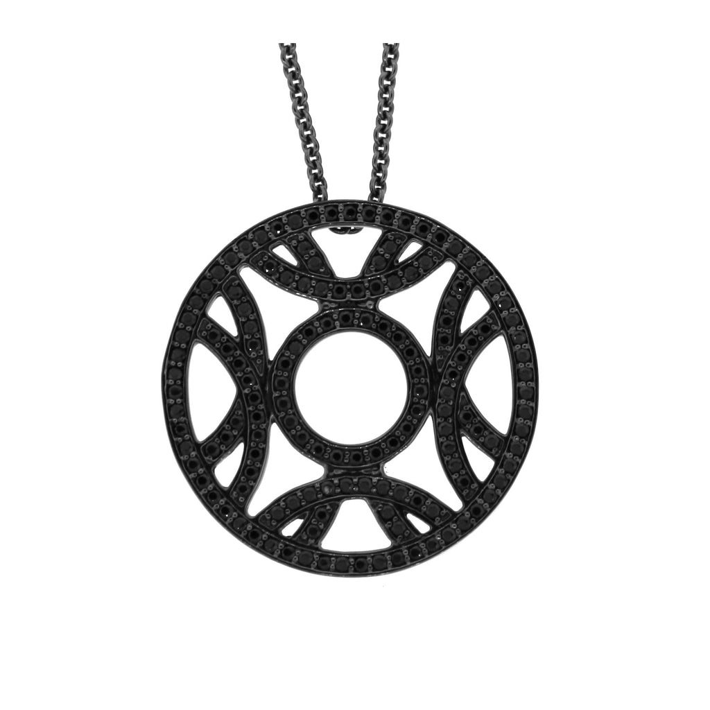 Blackened 18k White Gold Black Diamond Pendant Crossings - Mander Jewelry
