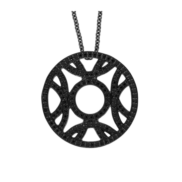 Blackened 18k White Gold Black Diamond Pendant Crossings - Mander Jewelry