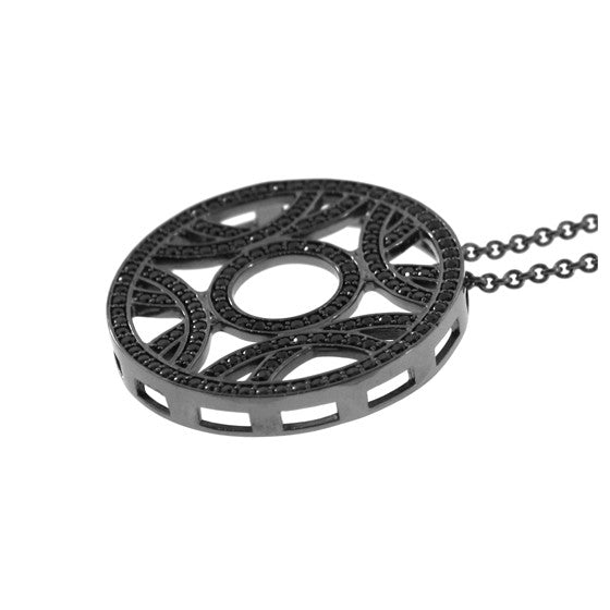Blackened 18k White Gold Black Diamond Pendant Crossings - Mander Jewelry