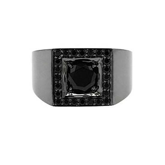 Blackened 18k Gold Black Diamond Ring Jefe - Mander Jewelry
