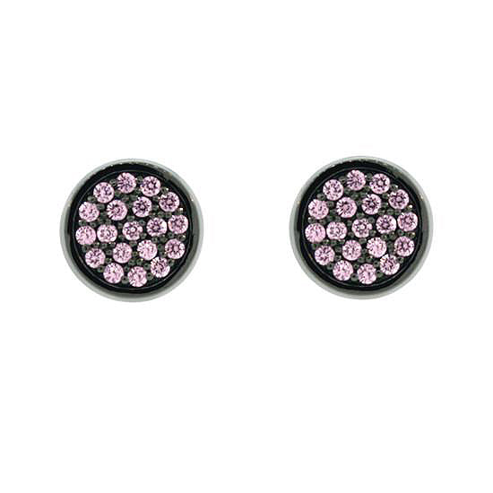 Blackened 18k White Gold Pink Diamond Earrings Redondo - Mander Jewelry