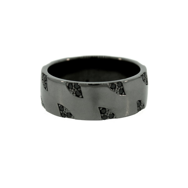 Blackened Silver and Black Diamond Ring for Men Ember - Mander Jewelry