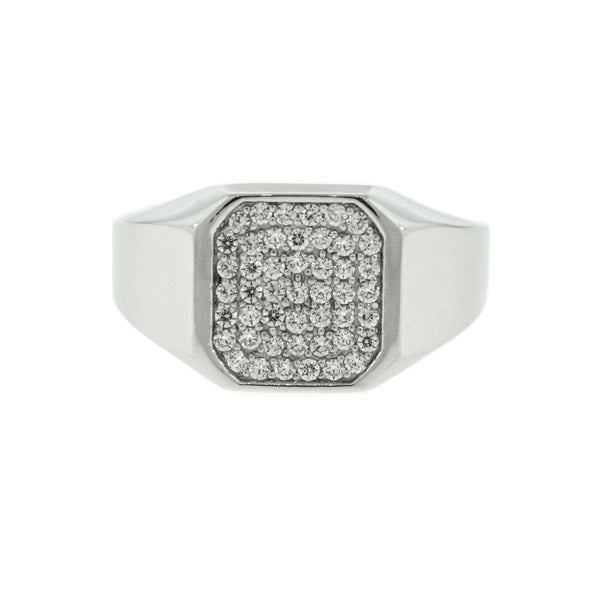 14k White Gold Octagon Diamond Ring - Mander Jewelry