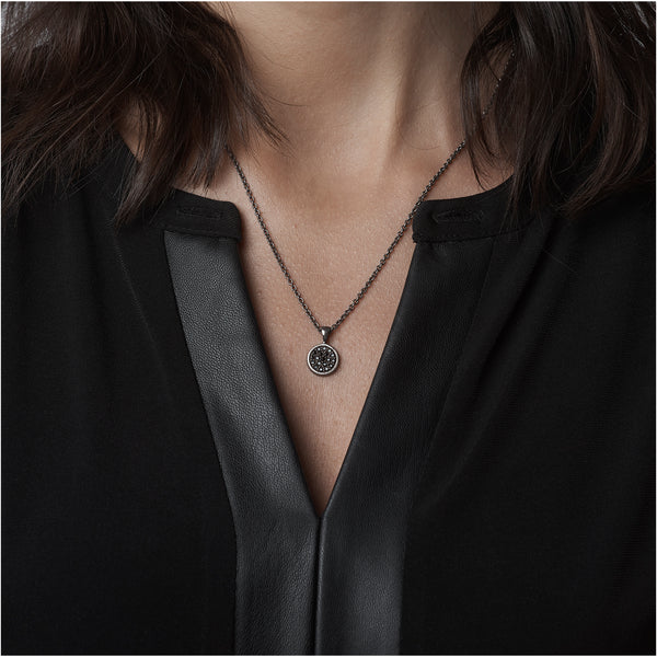 Blackened 18k White Gold Black Diamond Pendant Redondo - Mander Jewelry