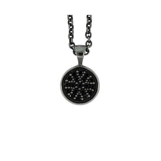 Blackened 18k White Gold Black Diamond Pendant Redondo - Mander Jewelry