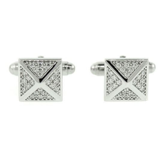 18k White Gold Diamond Cufflinks St Marks - Mander Jewelry