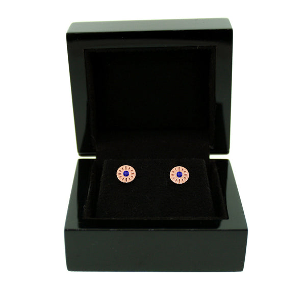 18k Rose Gold Blue Sapphire Earrings Timeless - Mander Jewelry