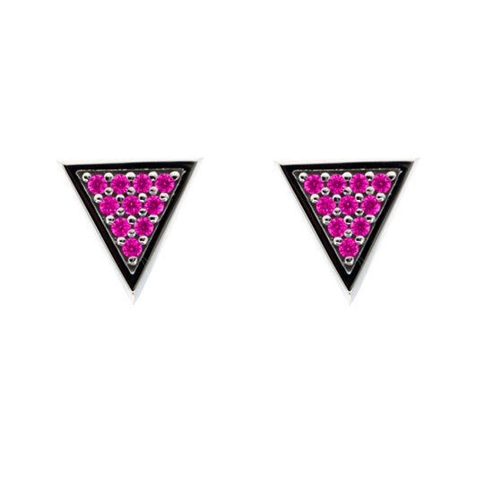 Silver Tres Puntos Earrings Pink Sapphires - Mander Jewelry