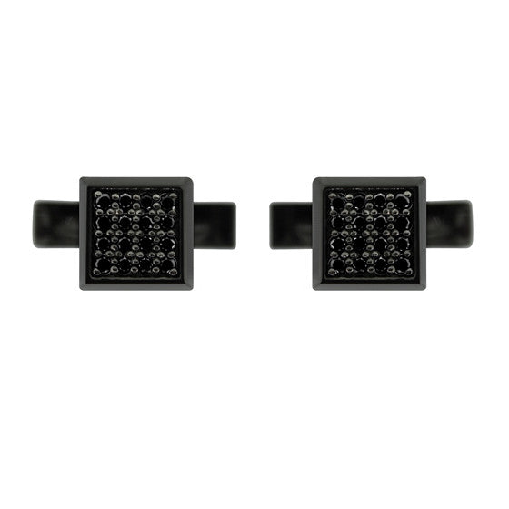 Blackened 18k White Gold Black Diamond Cufflinks Cuadrado - Mander Jewelry