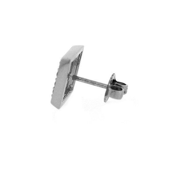 18k White Gold Black Diamond Earrings Cuadrado - Mander Jewelry