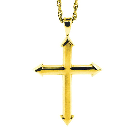 14k Yellow Gold Cross Pendant Archer - Mander Jewelry