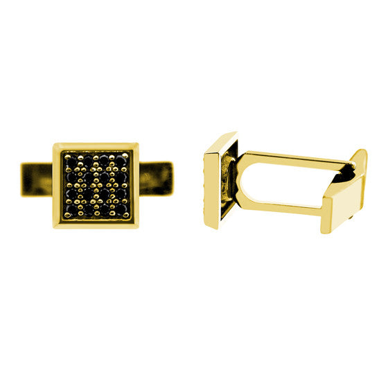 18k Yellow Gold Black Diamond Cufflinks Cuadrado - Mander Jewelry