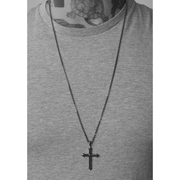 14k White Gold Cross Pendant Archer for Men - Mander Jewelry