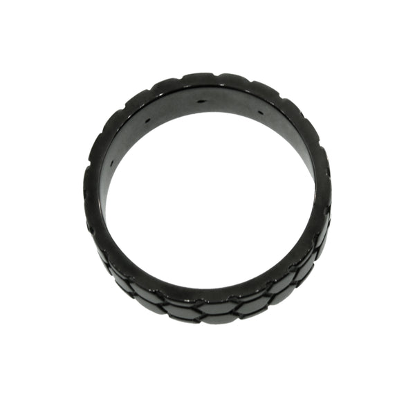 Blackened 14k Gold and Black Diamond Ring for Men Hexagons - Mander Jewelry