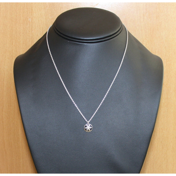 14k White Gold Diamond Pendant Necklace Ninja Star - Mander Jewelry