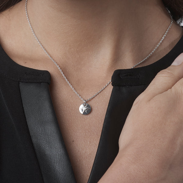 14k White Gold Diamond Pendant Necklace Ninja Star - Mander Jewelry