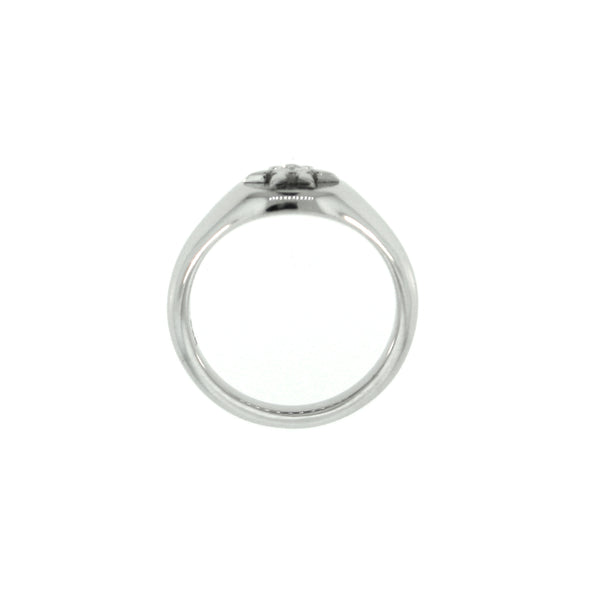 14k White Gold Ninja Star Diamond Signet Ring for Women - Mander Jewelry