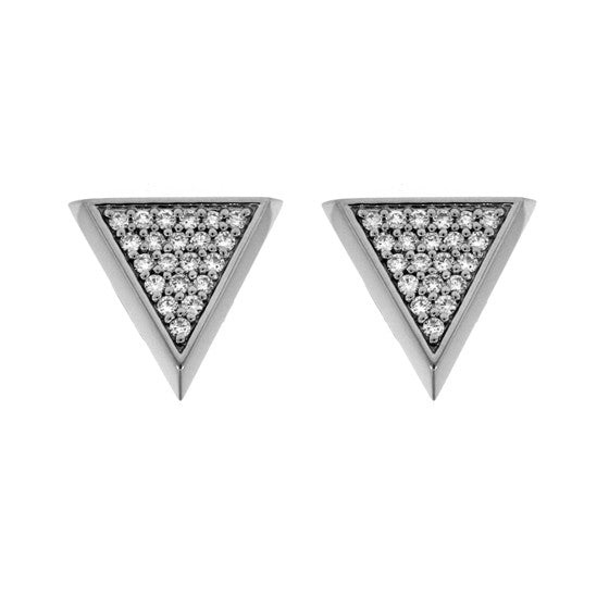 18k White Gold Diamond Earrings Large Tres Puntos - Mander Jewelry