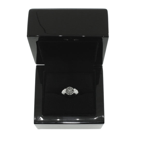 Blackened 14k White Gold Diamond Timeless Signet Ring - Mander Jewelry