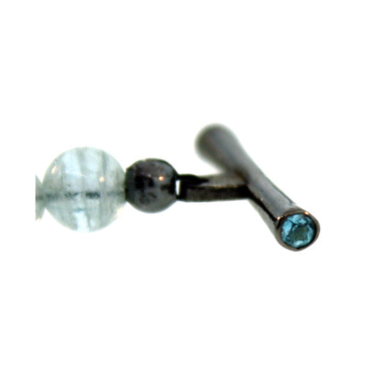 Aquamarine Onyx 5mm Spirit Bead Necklace Silver Blue Topaz - Mander Jewelry