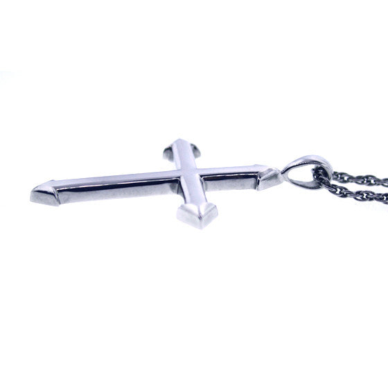 14k White Gold Cross Pendant Archer for Men - Mander Jewelry