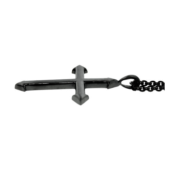 Blackened Silver Cross Pendant Archer for Men - Mander Jewelry