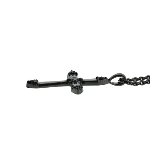 Blackened 18k Gold Black Diamond Cross Pendant Convent - Mander Jewelry