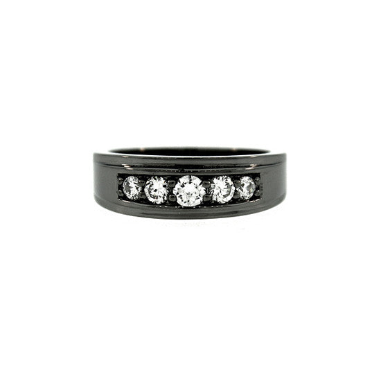 Blackened 18k White Gold Graduado Ring Diamonds - Mander Jewelry