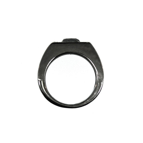 Blackened 18k Gold Jefe Ring Black Diamond Blue Sapphire - Mander Jewelry