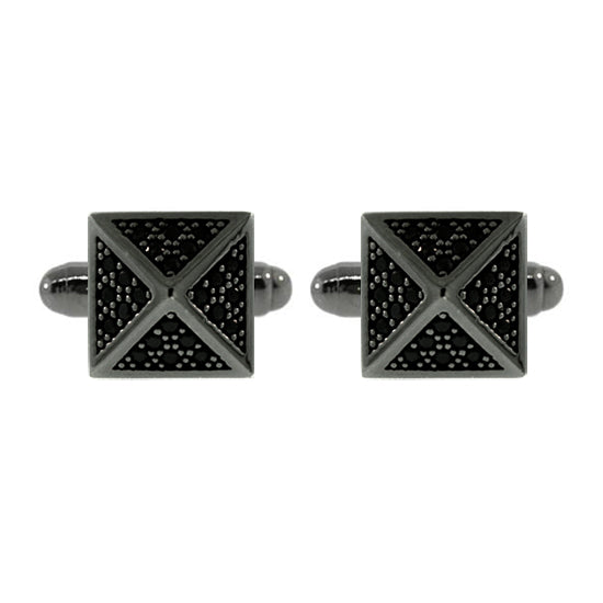 Blackened Silver St Marks Black Diamond Cufflinks - Mander Jewelry