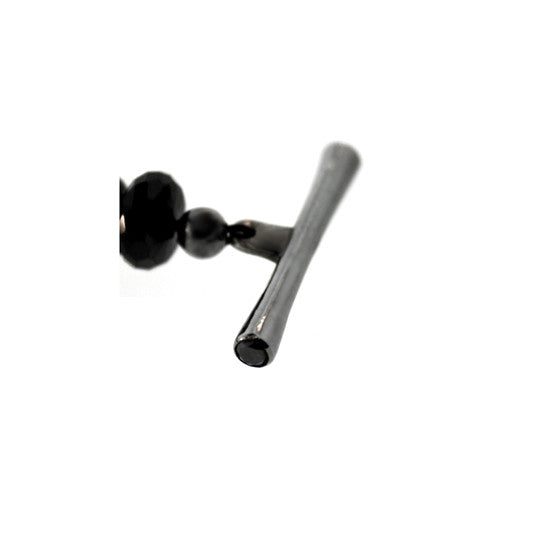 Black Onyx 8mm Spirit Bead Necklace Silver Black Diamonds - Mander Jewelry