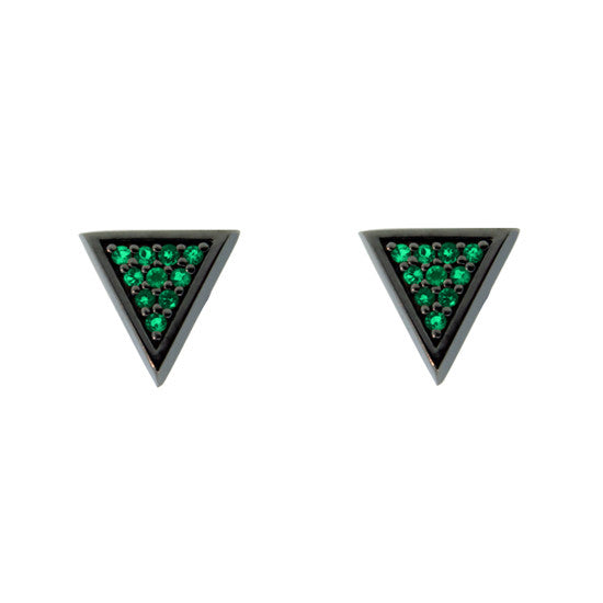 Blackened 18k Gold Tres Puntos Earrings Emerald - Mander Jewelry