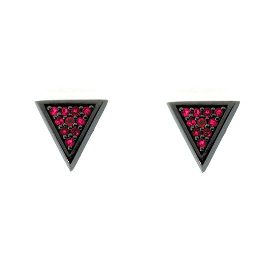 Blackened 18k Gold Tres Puntos Earrings Ruby - Mander Jewelry