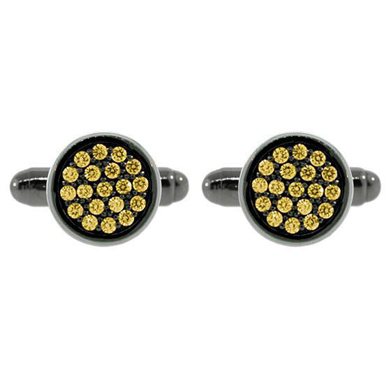 Blackened 18k Gold Yellow Diamond Cufflinks Redondo - Mander Jewelry