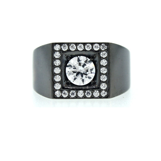 Blackened 18k Gold White Sapphire Ring Jefe - Mander Jewelry