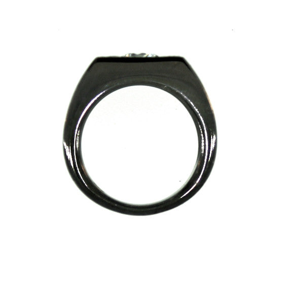 Blackened 18k Gold White Sapphire Ring Jefe - Mander Jewelry