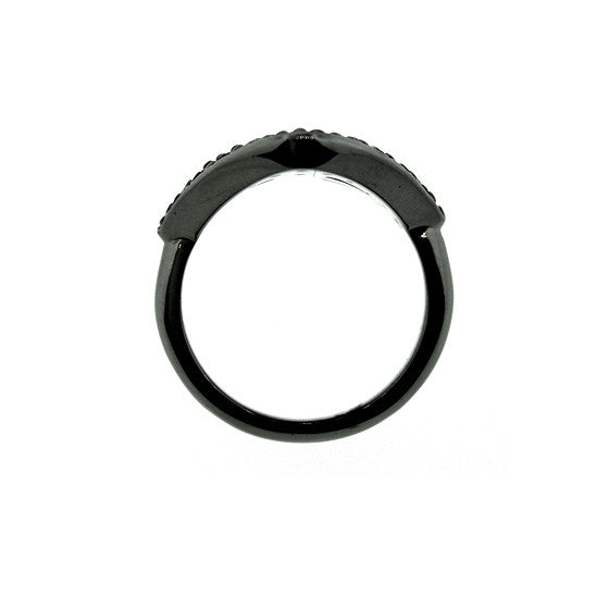 Blackened 18k Gold Midtown Ring Colorless Diamonds - Mander Jewelry