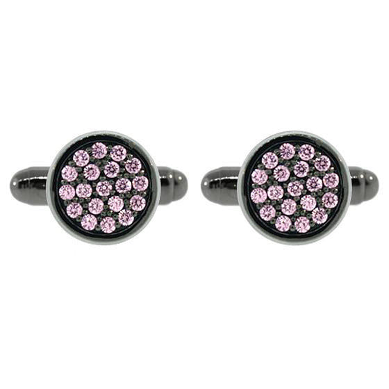 Blackened 18k White Gold Pink Diamond Cufflinks Redondo - Mander Jewelry