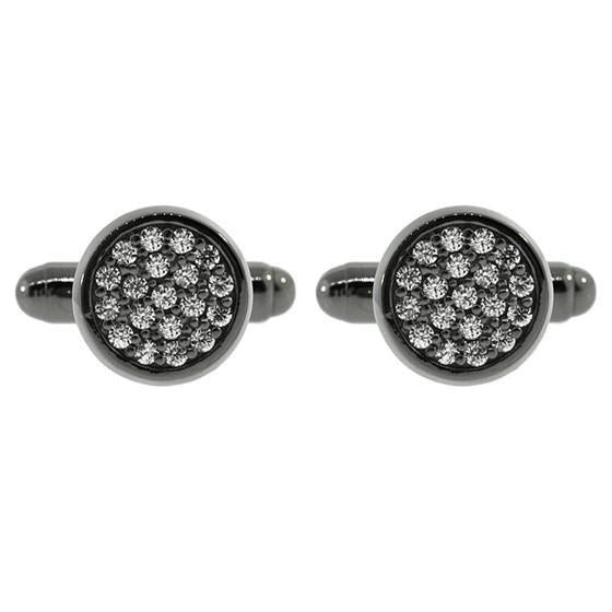 Blackened 18k White Gold Diamond Cufflinks Redondo - Mander Jewelry