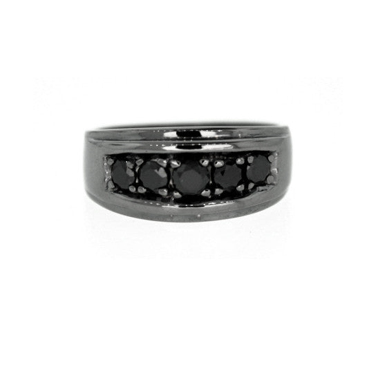 Blackened 18k White Gold Graduado Ring  Black Diamonds - Mander Jewelry