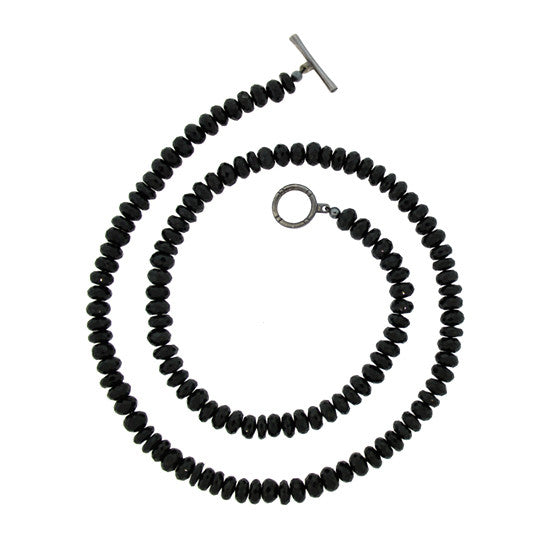 Black Onyx 8mm Spirit Bead Necklace Silver Black Diamonds - Mander Jewelry