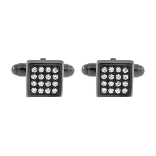 Blackened 18k White Gold Diamond Cufflinks Cuadrado - Mander Jewelry