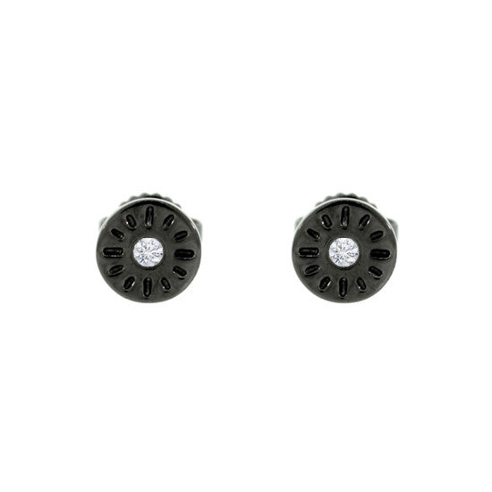 Blackened 18k Gold Timeless Earrings Diamonds - Mander Jewelry