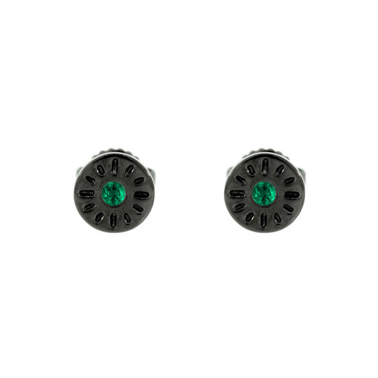 Blackened 18k Gold Timeless Earrings Emerald - Mander Jewelry