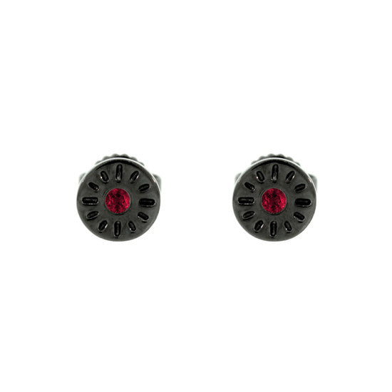 Blackened 18k Gold Timeless Earrings Ruby - Mander Jewelry
